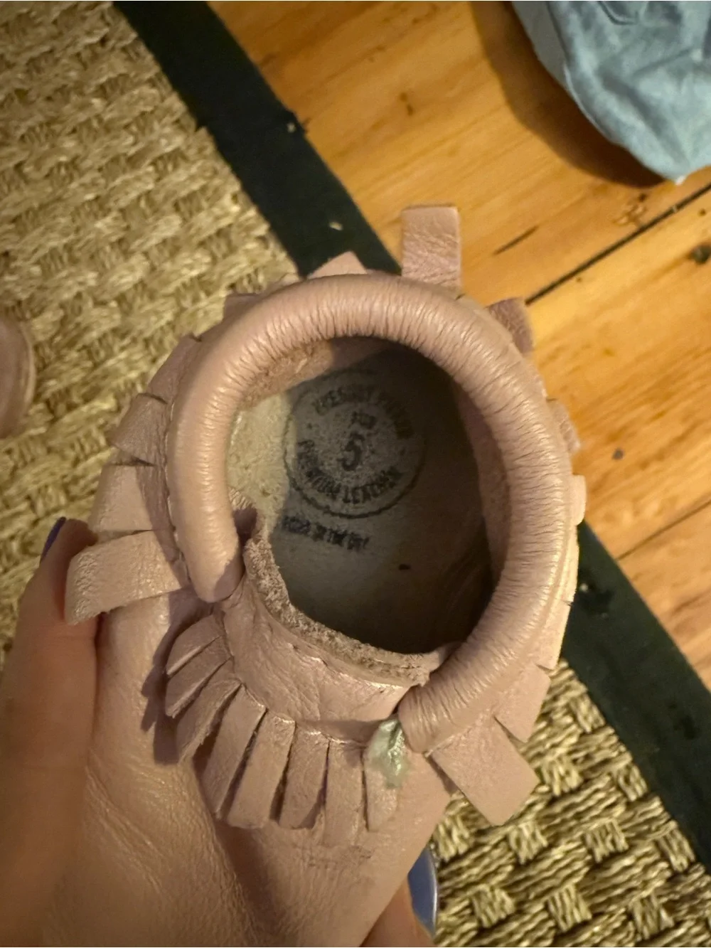 Freshly Picked Blush Pink Fringe Baby Moccasins